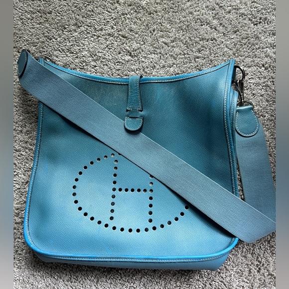 Hermes Evelyne Bag Blue Authentic - Picture 13 of 13